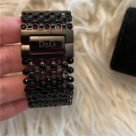D&G Dolce & Gabbana Time Black Rhinestone Stainless Steel Watch - Picture 2 of 5